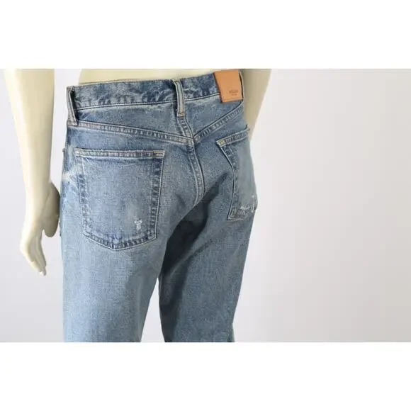 Authentic MOUSSY VINTAGE Blue Distressed High Rise Straight Leg Jeans Size 26 - Picture 12 of 16